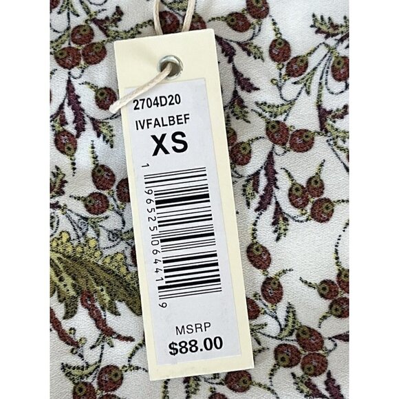 MAX STUDIO Women's Sz XS Cream & Burgundy Spring Floral Kimono NWT - Picture 9 of 10